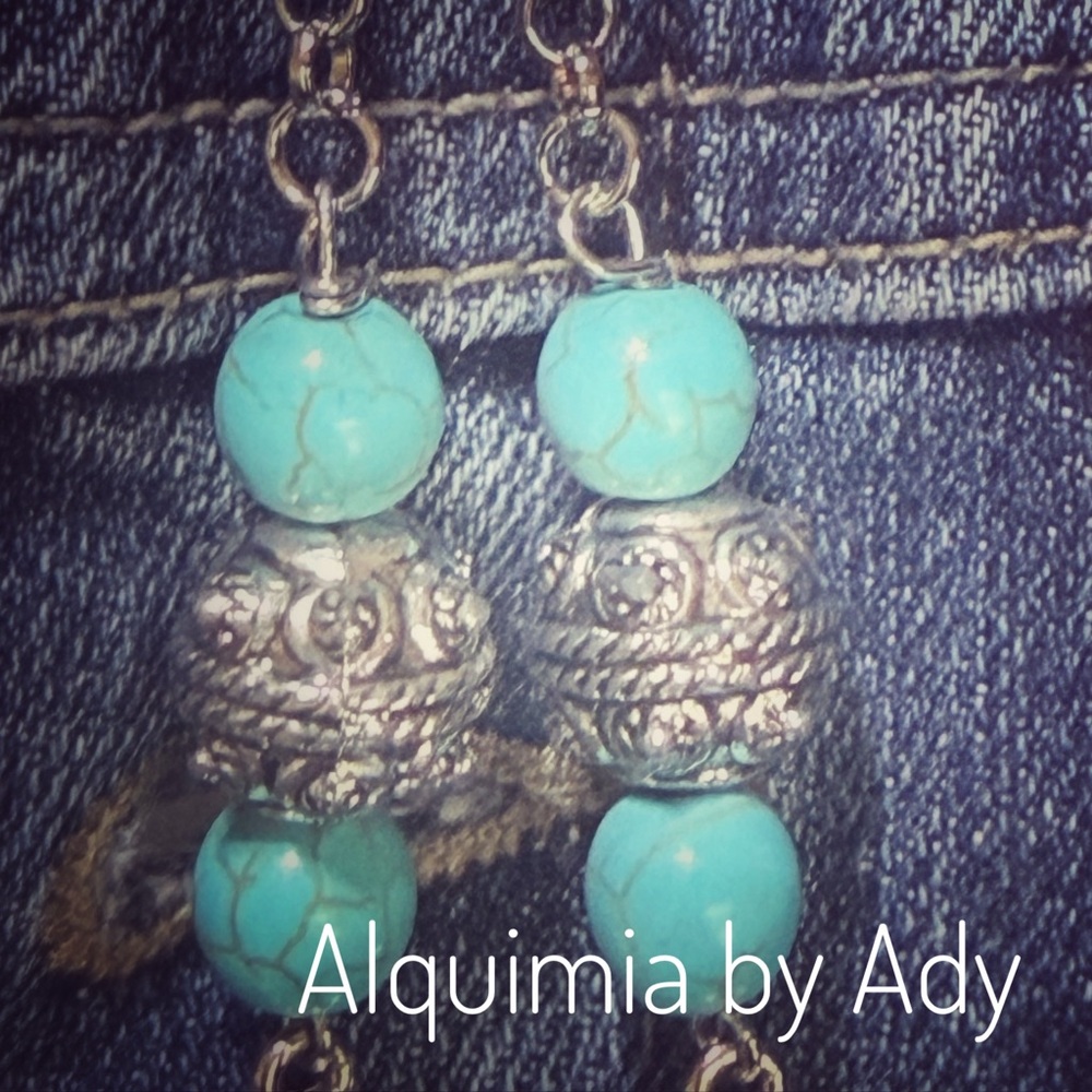 🌵✨ Desert Mystic Turquoise Cross Duster Earrings — Western Oddity Shoulder‑Dust - Picture 8 of 8